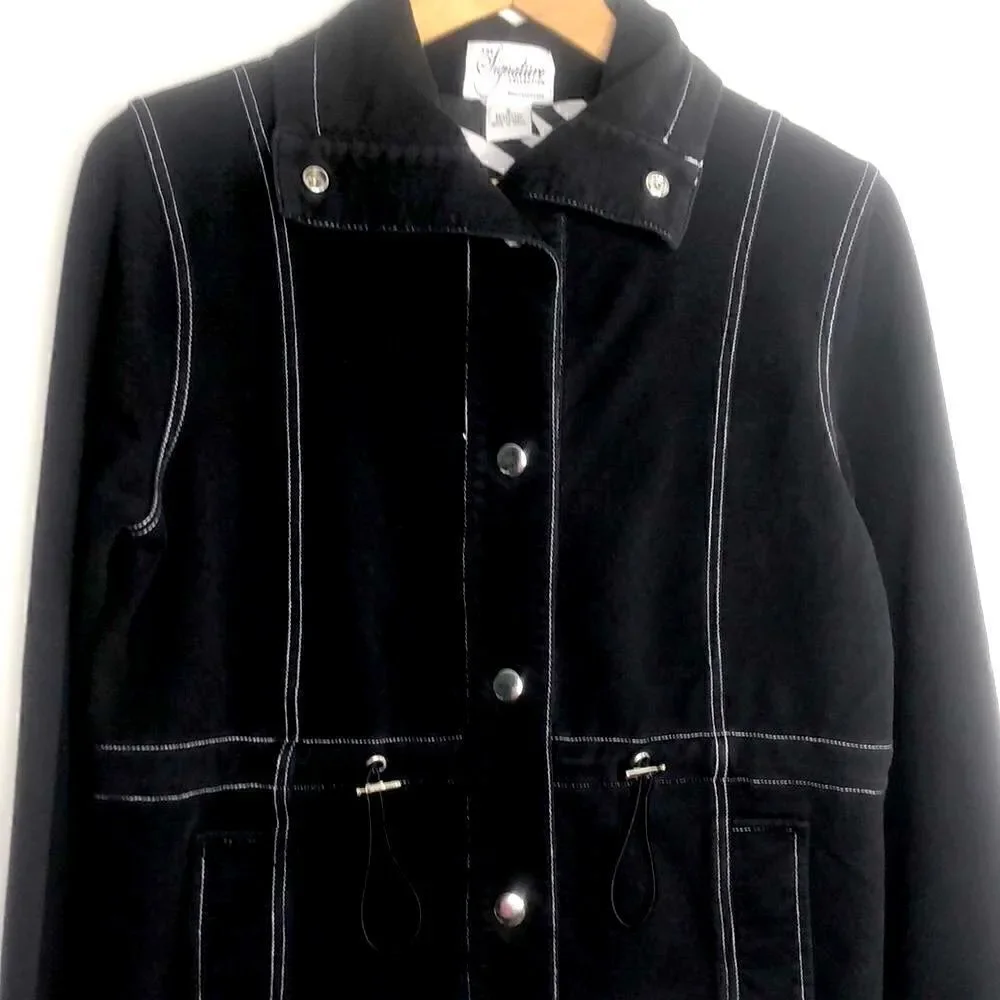 Holland America Line Signature Collection Black Snap Front Jacket Silver Size S